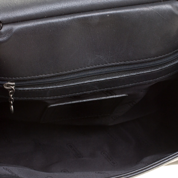 Pre Owned Coach Black Leather Willis Dowel Top Handle Bag