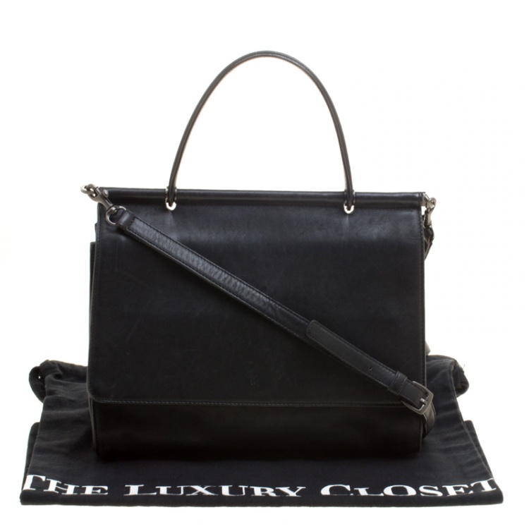 Pre Owned Coach Black Leather Willis Dowel Top Handle Bag