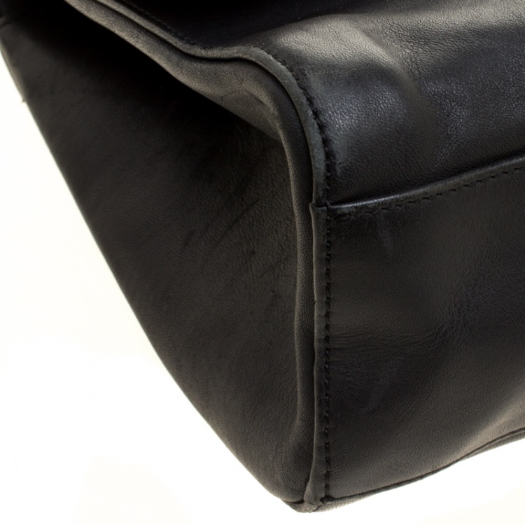 Pre Owned Coach Black Leather Willis Dowel Top Handle Bag