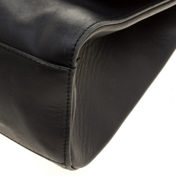 Pre Owned Coach Black Leather Willis Dowel Top Handle Bag