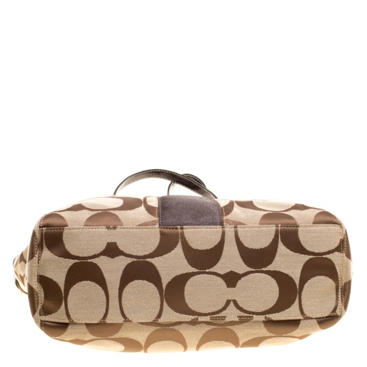 Pre Owned Coach Beige/Brown Signature Canvas Persimmon Tote