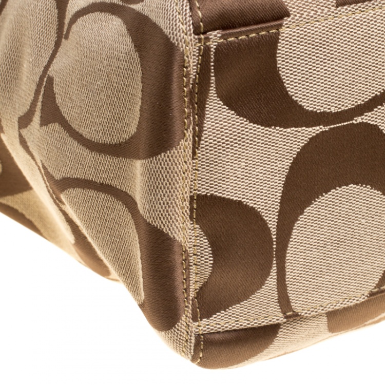 Pre Owned Coach Beige/Brown Signature Canvas Persimmon Tote