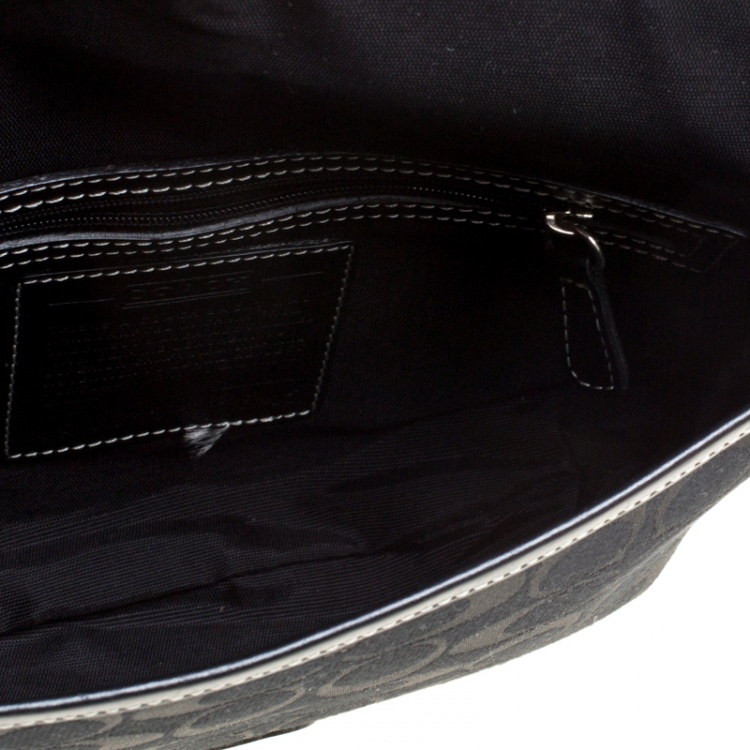 Pre Owned Coach Black Signature Canvas Crossbody Bag