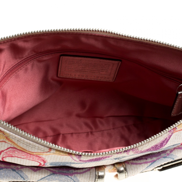 Pre Owned Coach Multicolor Signature Canvas Shoulder Bag