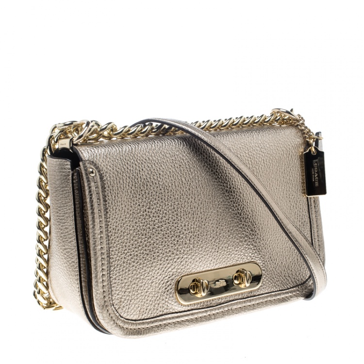 Pre Owned Coach Gold Leather Swagger Shoulder Bag