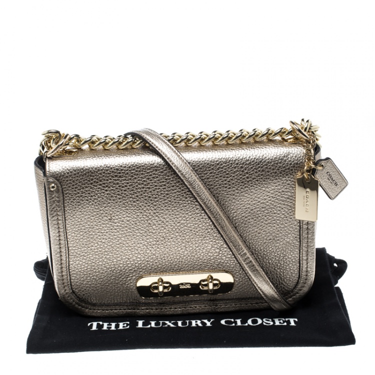 Pre Owned Coach Gold Leather Swagger Shoulder Bag