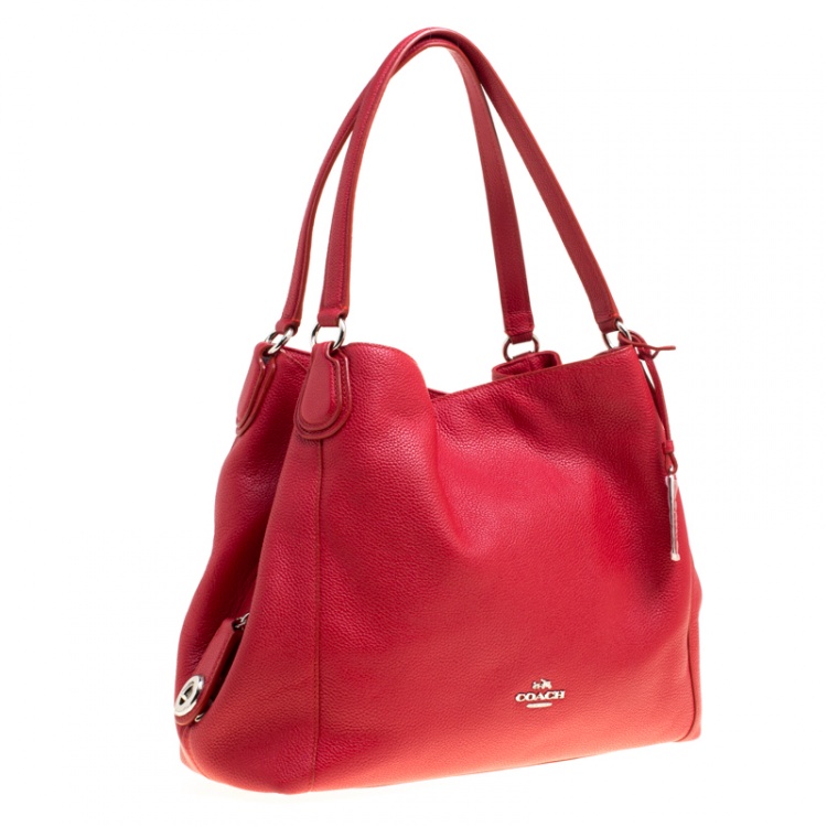 Pre Owned Coach Red Leather Edie 31 Tote 