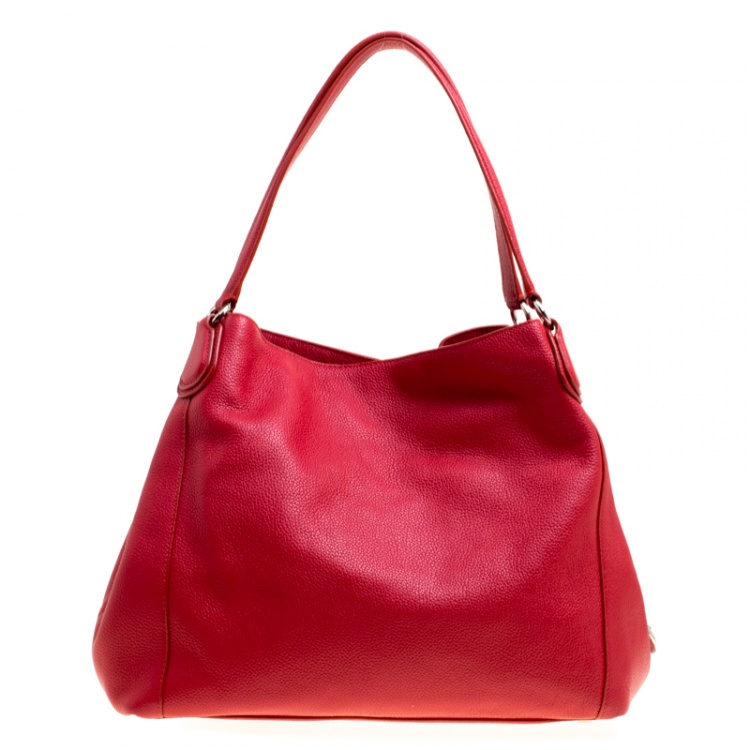 Pre Owned Coach Red Leather Edie 31 Tote 