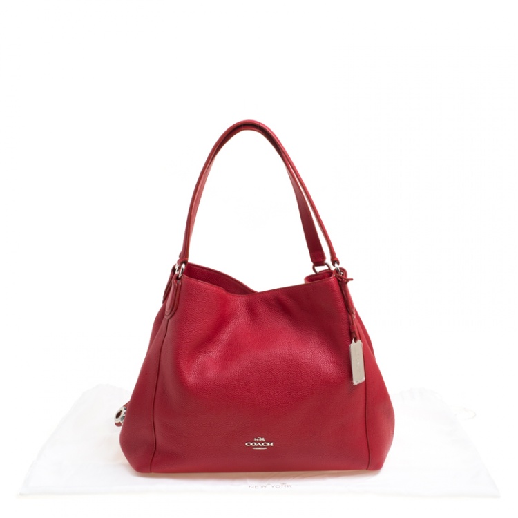 Pre Owned Coach Red Leather Edie 31 Tote 