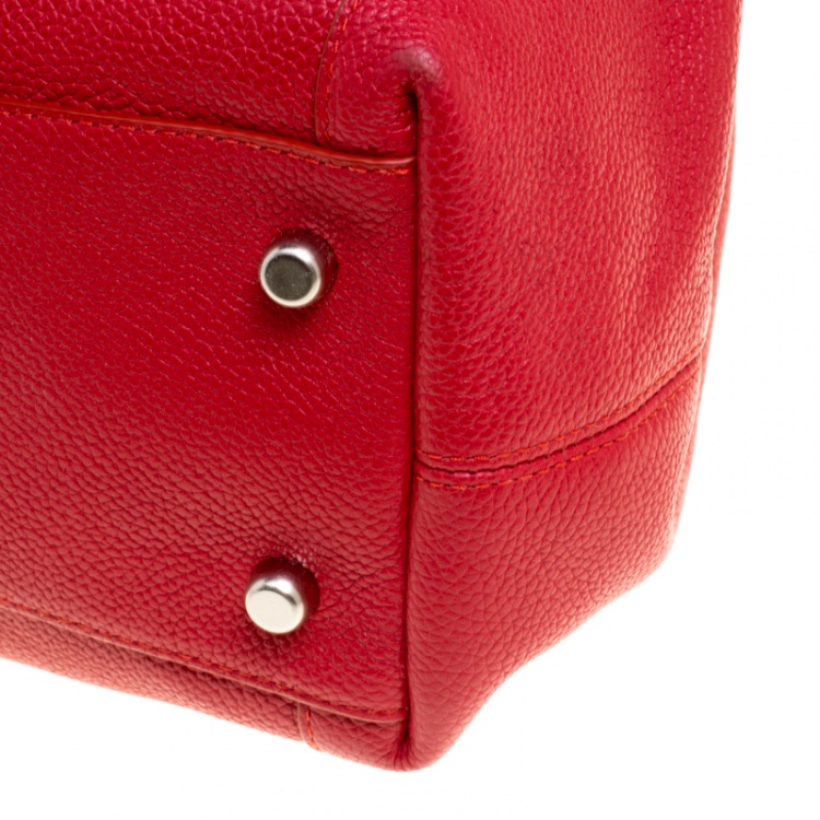 Pre Owned Coach Red Leather Edie 31 Tote 