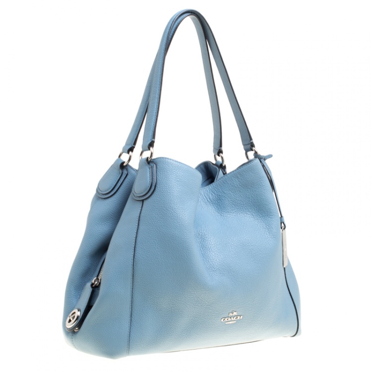 Pre Owned Coach Light Blue Leather Edie 31 Tote 