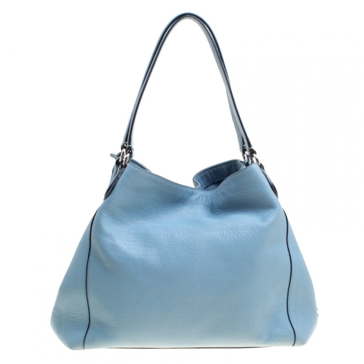 Pre Owned Coach Light Blue Leather Edie 31 Tote 