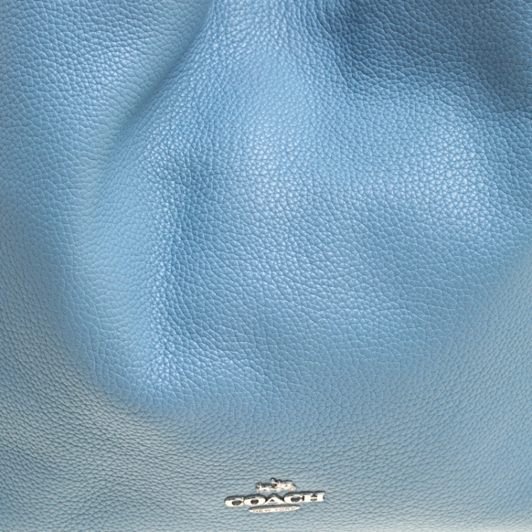 Pre Owned Coach Light Blue Leather Edie 31 Tote 