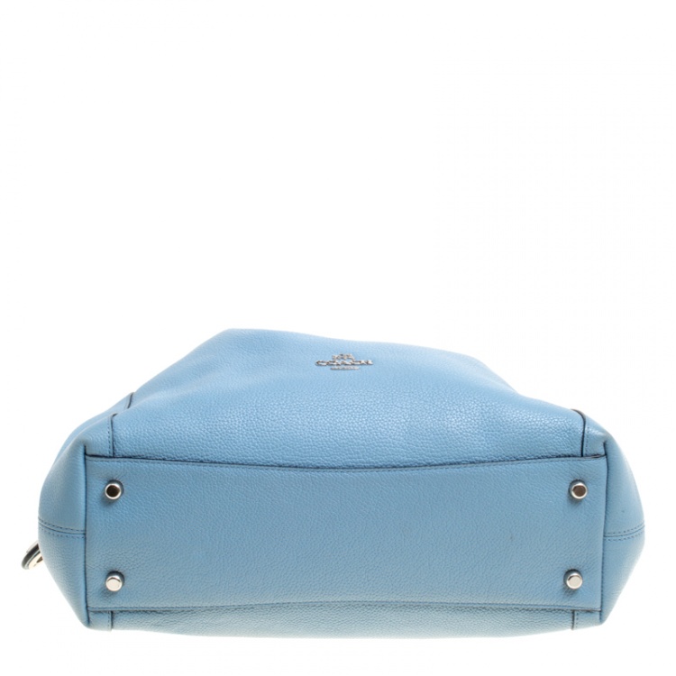 Pre Owned Coach Light Blue Leather Edie 31 Tote 