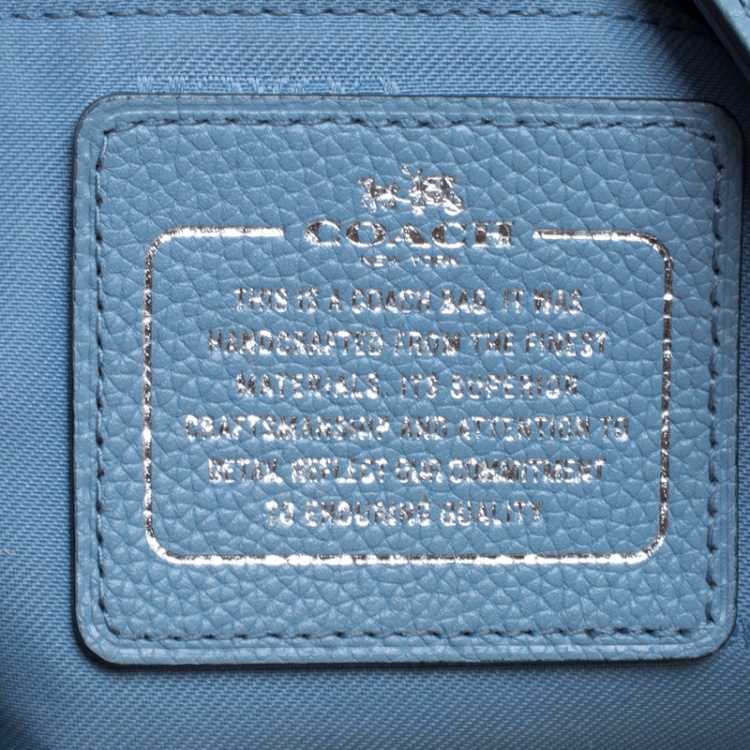 Pre Owned Coach Light Blue Leather Edie 31 Tote 