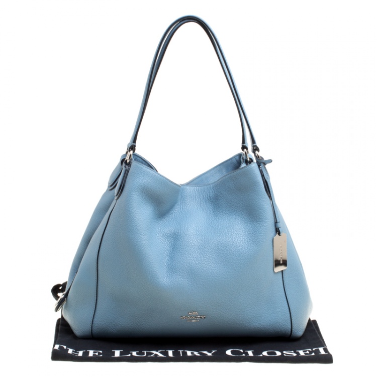 Pre Owned Coach Light Blue Leather Edie 31 Tote 