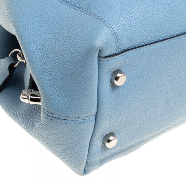 Pre Owned Coach Light Blue Leather Edie 31 Tote 