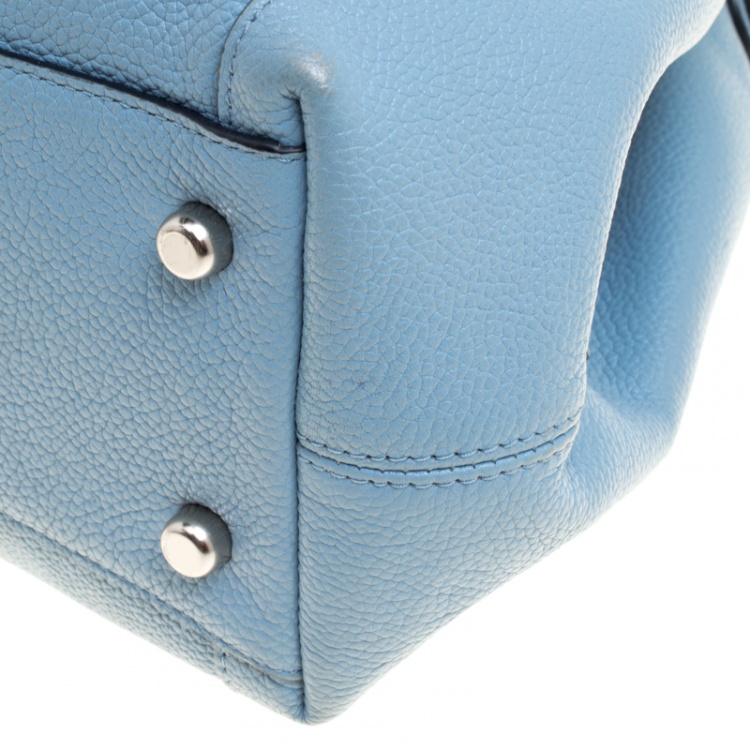 Pre Owned Coach Light Blue Leather Edie 31 Tote 