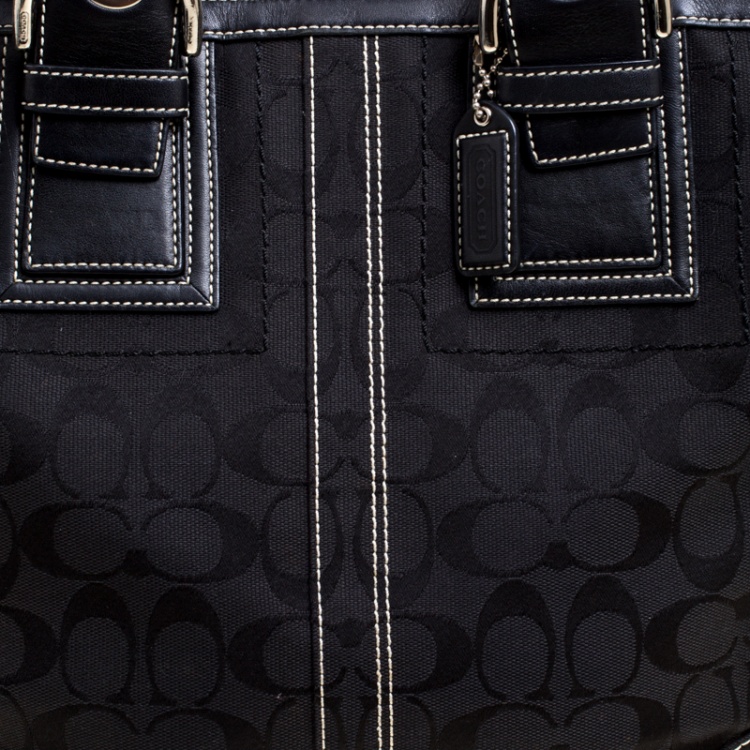 Pre Owned Coach Black Signature Canvas Tote