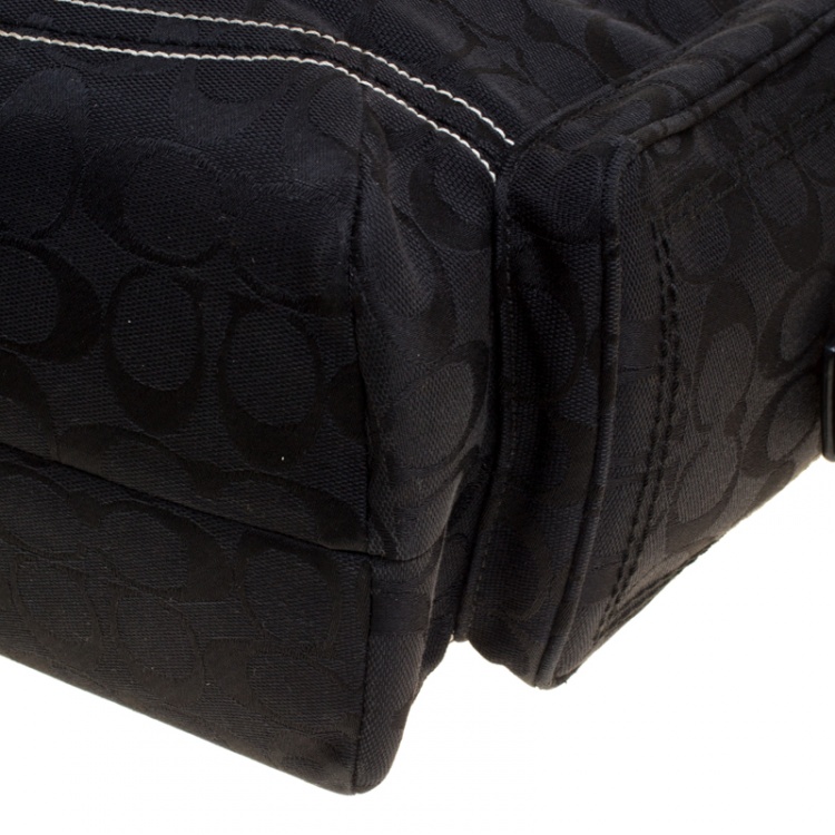 Pre Owned Coach Black Signature Canvas Tote