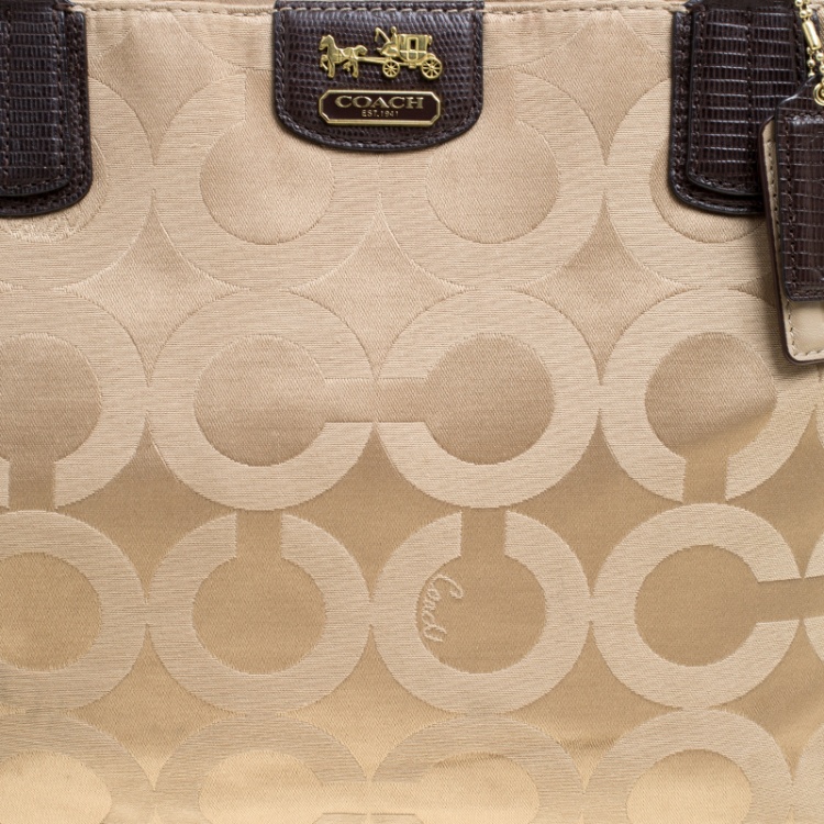 Pre Owned Coach Beige Canvas Chain Tote