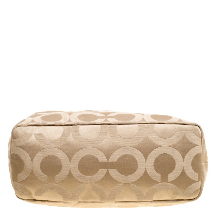 Pre Owned Coach Beige Canvas Chain Tote