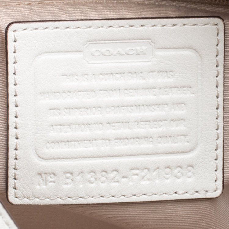 Pre Owned Coach White Perforated Leather Tote