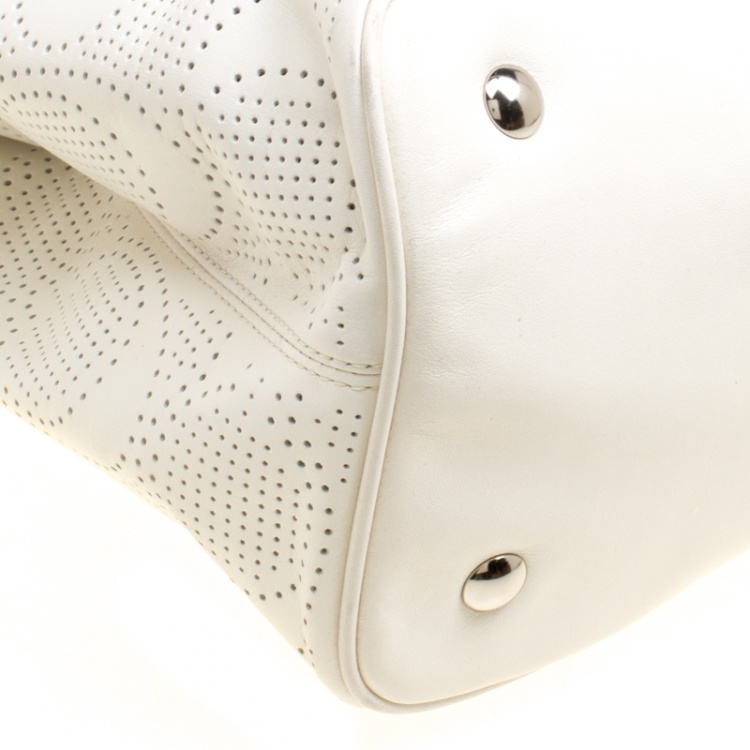 Pre Owned Coach White Perforated Leather Tote