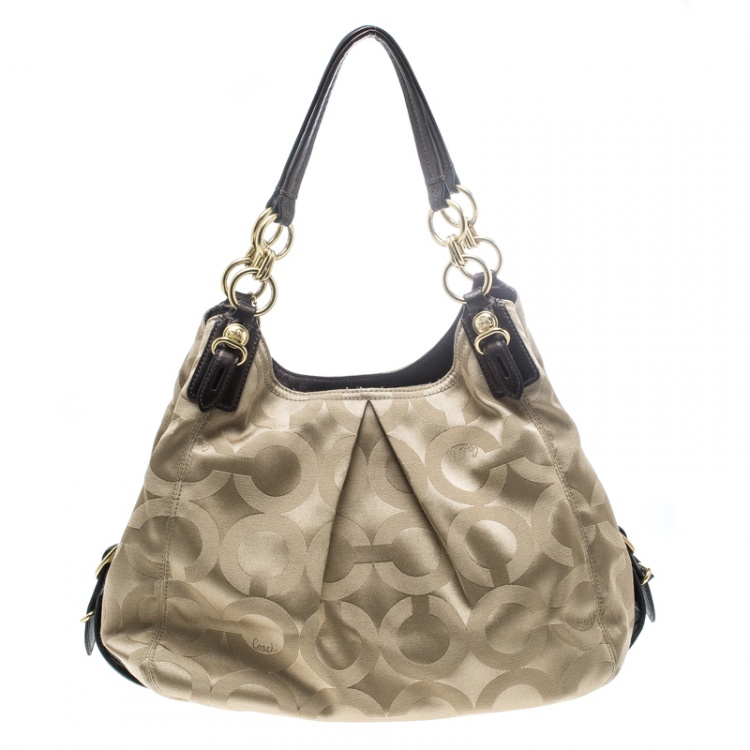Pre Owned Coach Beige Canvas and Leather Maggie Shoulder Bag