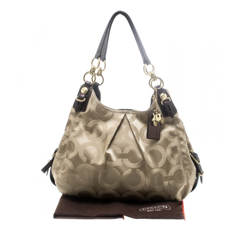 Pre Owned Coach Beige Canvas and Leather Maggie Shoulder Bag