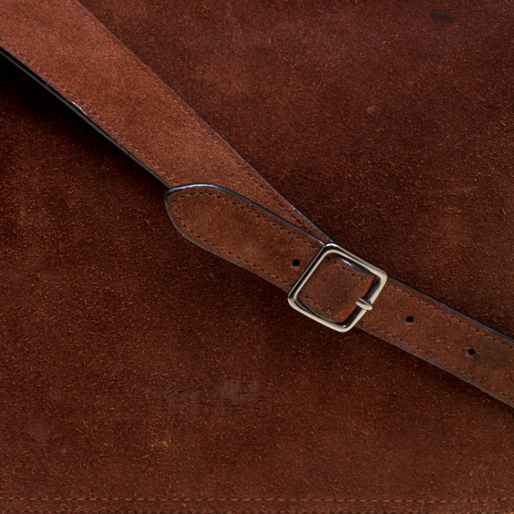 Pre Owned Coach Brown Suede Whipstitch Chain Dakotah Messenger Bag