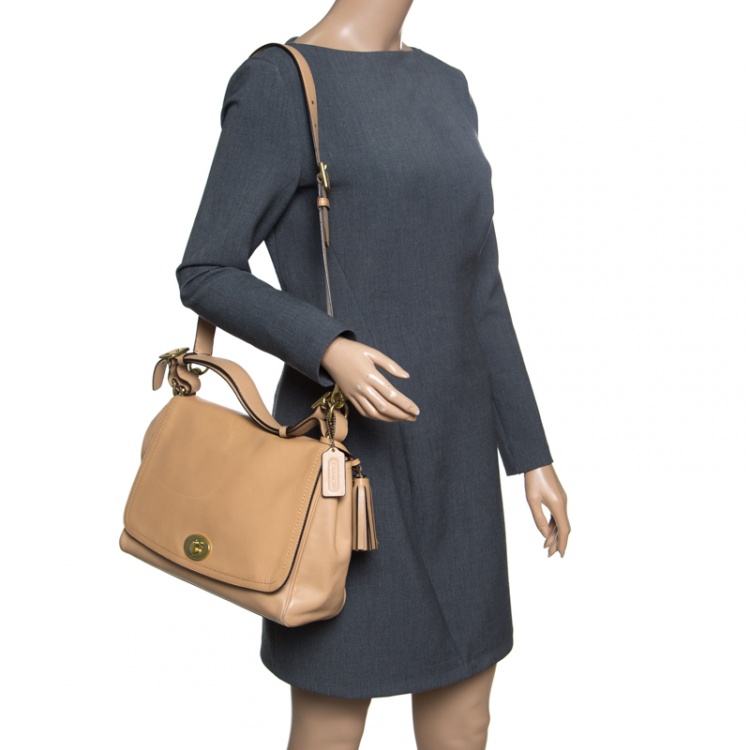 Pre Owned Coach Beige Leather Legacy Romy Top Handle Bag