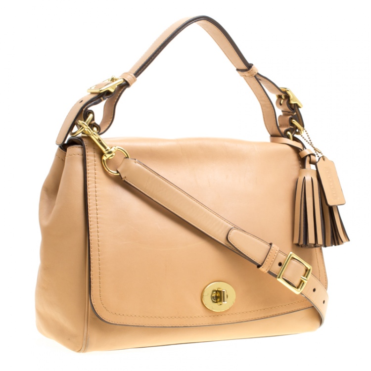 Pre Owned Coach Beige Leather Legacy Romy Top Handle Bag