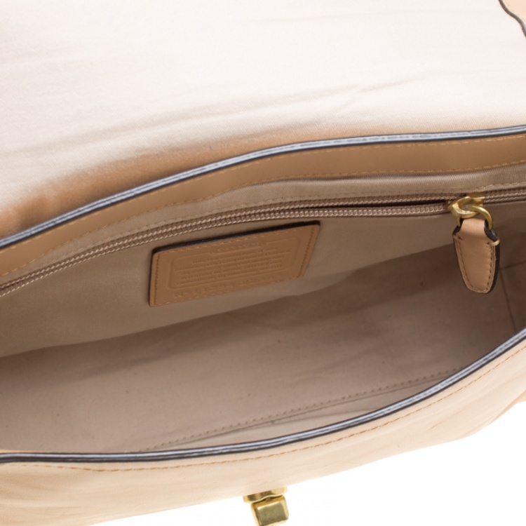 Pre Owned Coach Beige Leather Legacy Romy Top Handle Bag
