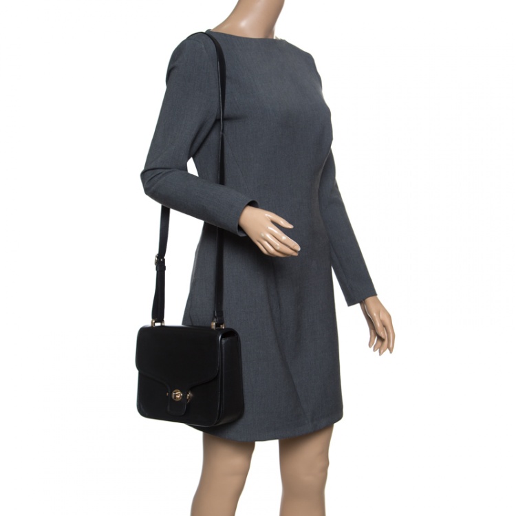 Pre Owned Coach Black Leather Crossbody Bag