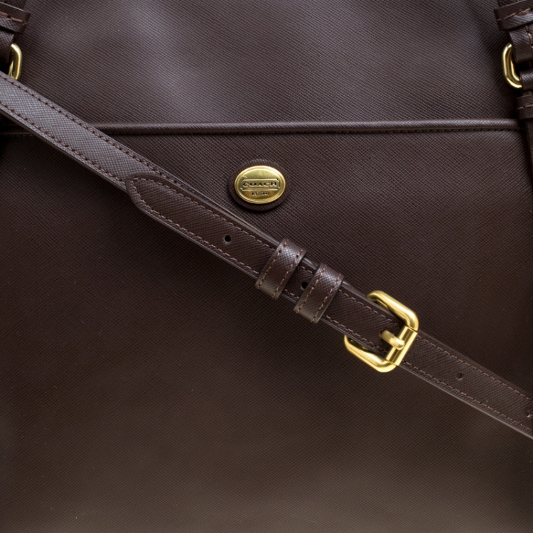 Pre Owned Coach Brown Leather Large Peyton Top Handle Bag