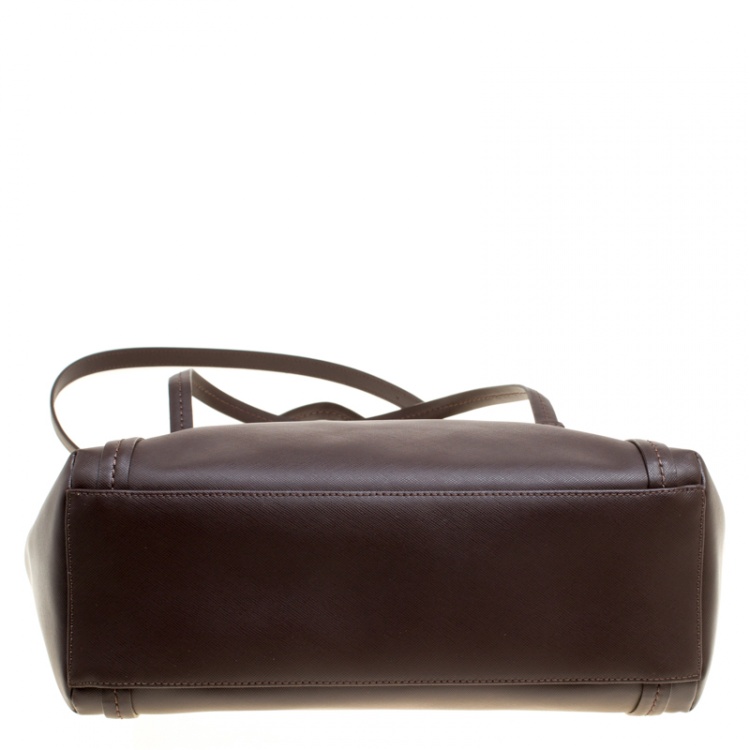 Pre Owned Coach Brown Leather Large Peyton Top Handle Bag