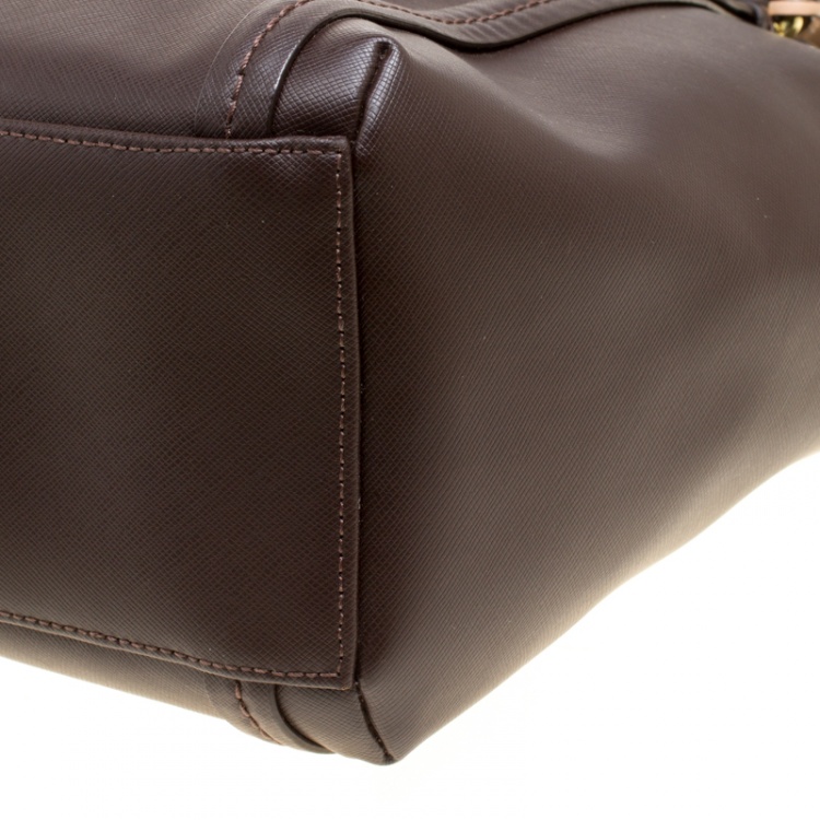 Pre Owned Coach Brown Leather Large Peyton Top Handle Bag