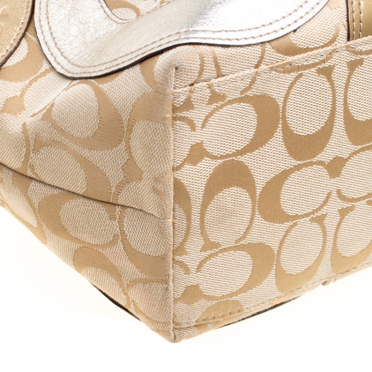 Pre Owned Coach Multicolor Canvas and Leather Shopper Tote