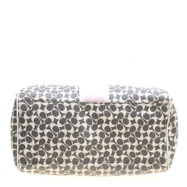 Pre Owned Coach Multicolor Signature Coated Canvas Satchel
