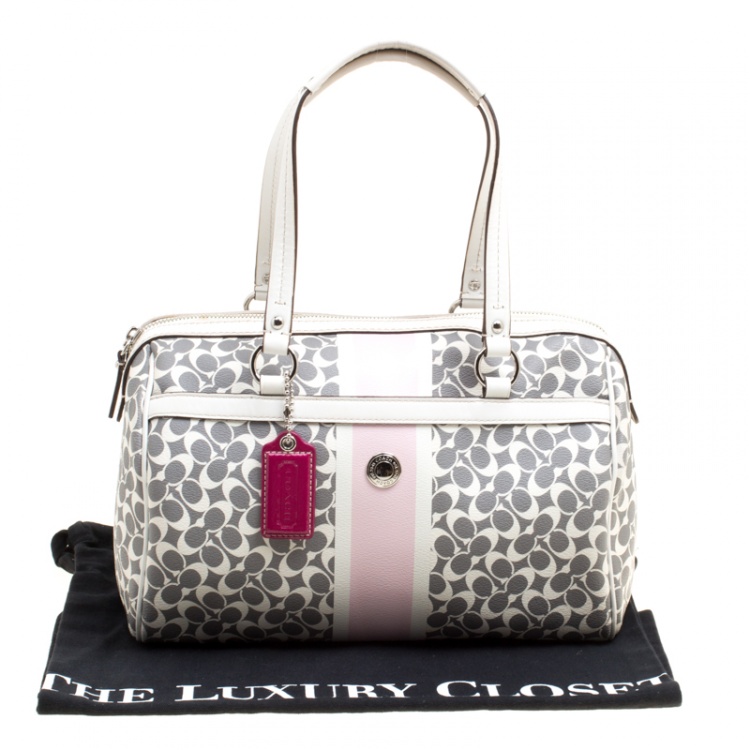 Pre Owned Coach Multicolor Signature Coated Canvas Satchel