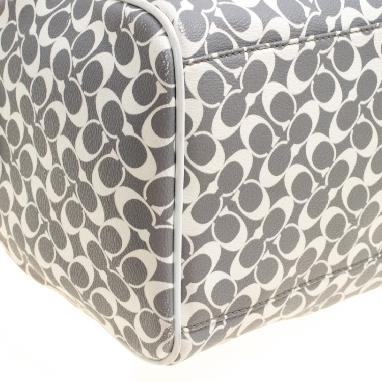 Pre Owned Coach Multicolor Signature Coated Canvas Satchel