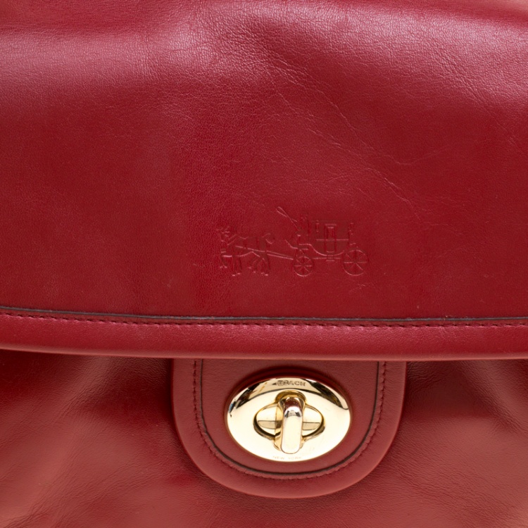 Pre Owned Coach Red leather Pocket Shoulder Bag