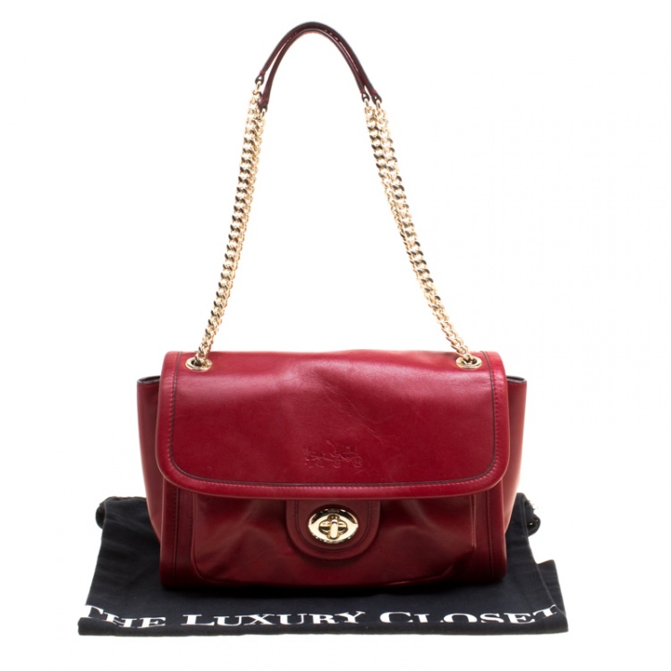 Pre Owned Coach Red leather Pocket Shoulder Bag