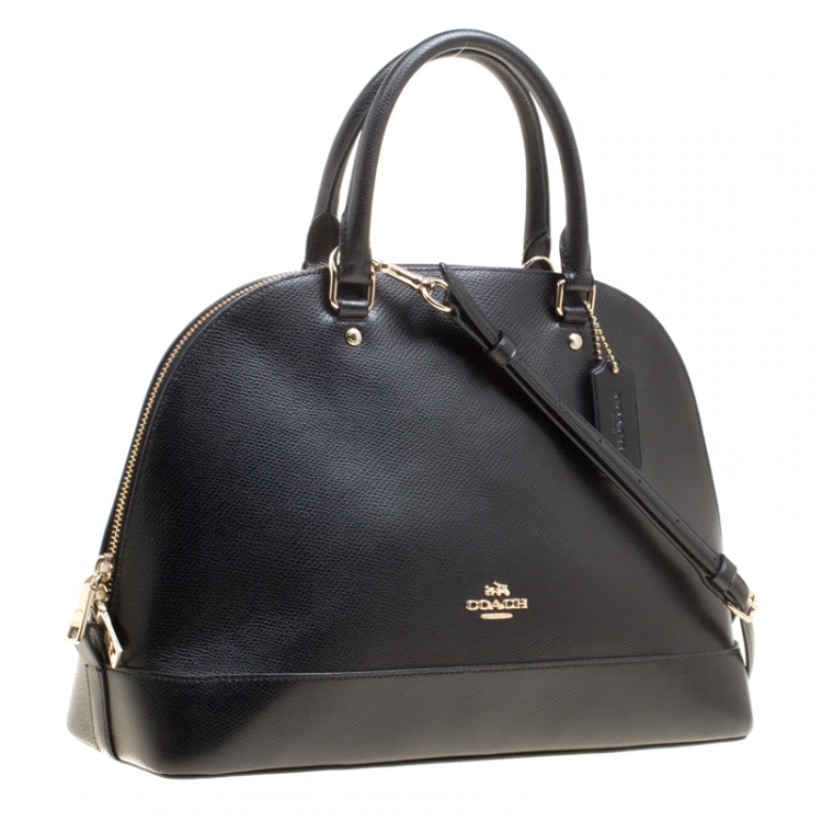 Pre Owned Coach Black Leather Sierra Top Handle Bag