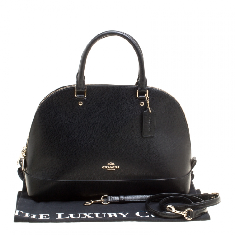Pre Owned Coach Black Leather Sierra Top Handle Bag
