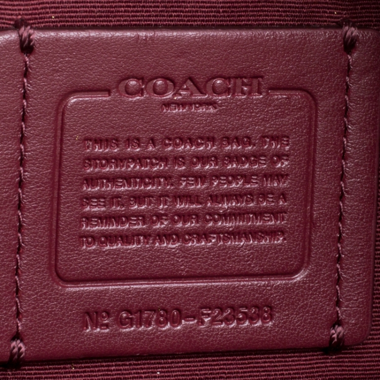 Pre Owned Coach Red Metallic Leather Small Kelsey Top Handle bag