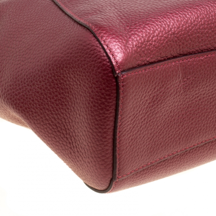 Pre Owned Coach Red Metallic Leather Small Kelsey Top Handle bag
