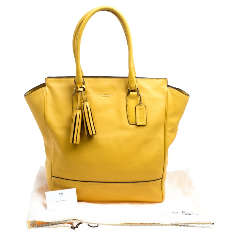 Pre Owned Coach Yellow Leather Tanner Shopper Tote