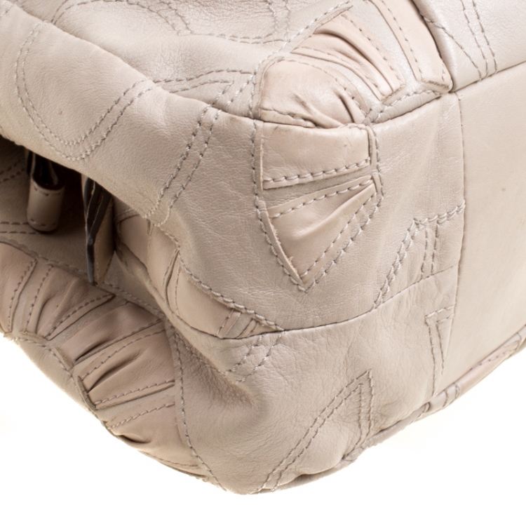 Pre Owned Coach Beige Leather Hobo